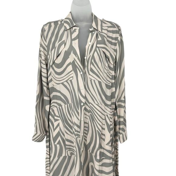 MISA Los Angeles Montana Zebra Shirt Dress Size XS Neutral Print Midi NEW - Picture 5 of 10